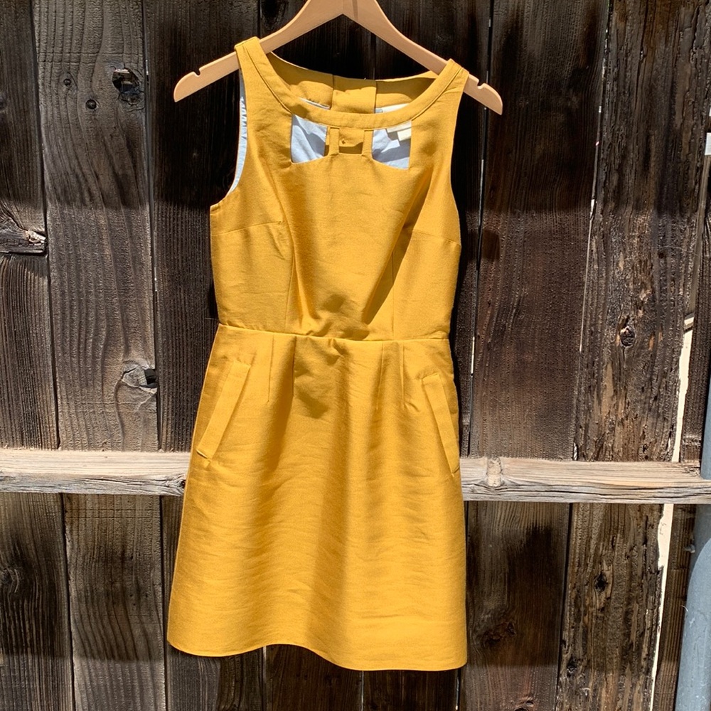 Anthropology Maeve Tailored Mustard Dress sz 0